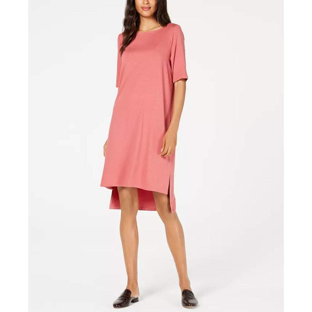 Eileen Fisher Rose Coral High-Low Shift Dress
